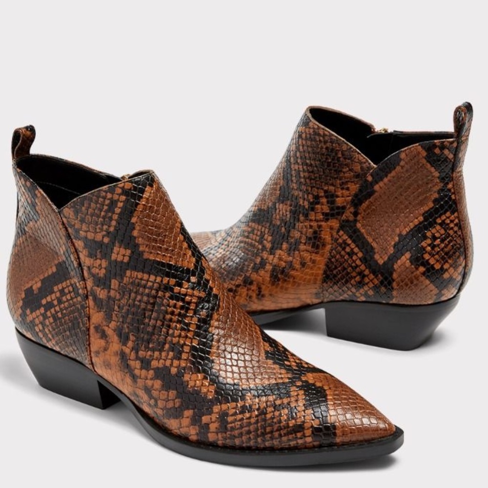 Marc Fisher Obrra Brown Snakeskin Ankle Bootie Size 7.5